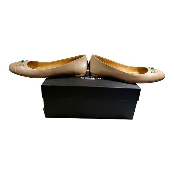 Coach Farrell Women’s Semi Matte Calf Ballet Flats Shoes Stone Size 7 - Picture 14 of 14